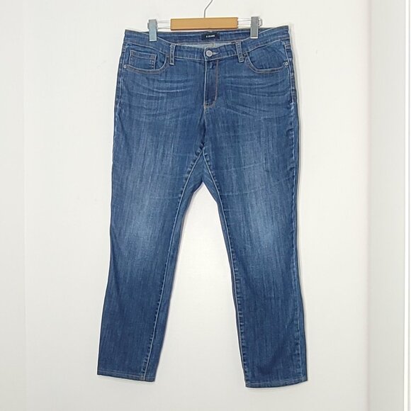 R Jeans Women's Blue Cotton Blend Pockets Mid Rise Regular Fit Straight Leg Jean - Picture 3 of 13